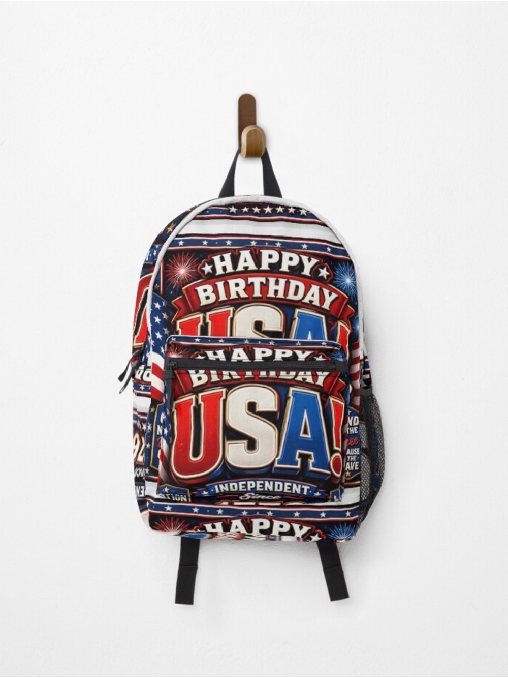 Happy Birthday USA Printed Backpack - Red, White & Blue